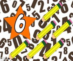 Puzzle Αριθμός 6 σε ένα αστέρι με έξι μολύβια